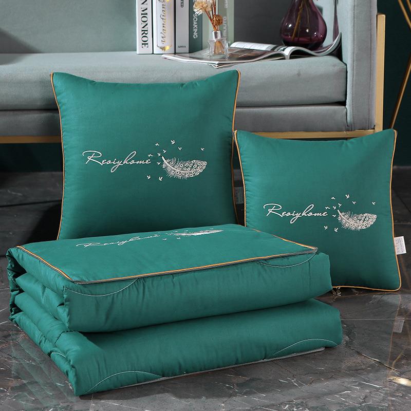 2025新款13372加密 全棉羽毛款多功能抱枕被 纯棉靠垫被中号礼品