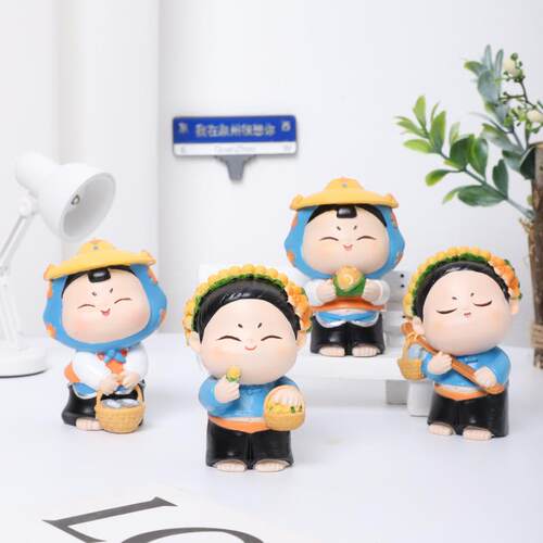 创意唐小圆桌面摆件公仔国潮家居装饰品泉州蟳蜅女旅游文创纪念品