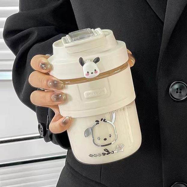 2024新款高颜值咖啡杯子ins风学生塑料水杯女简约小众吸管杯防摔