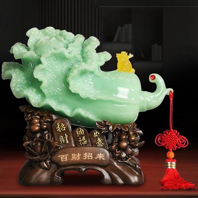 雅信工艺品招财玉白菜摆件百财招来办公室装饰公司前台开业送礼