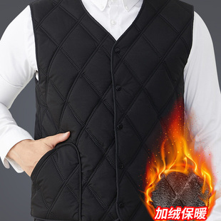 加绒保暖背心内外穿夹棉大码 棉马甲男士 休闲坎肩马甲 新款 秋冬季