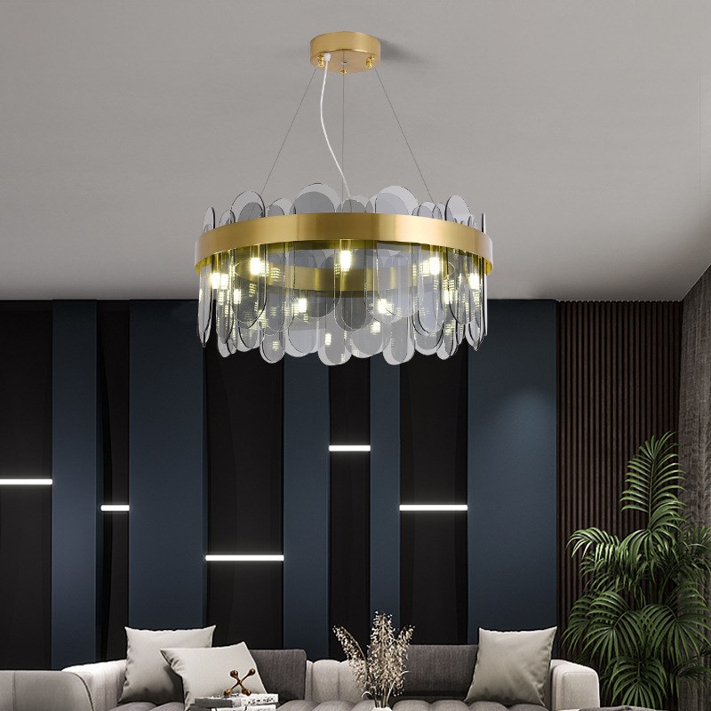 北欧轻奢现c代简约创意水晶吊灯别墅客厅餐厅酒店大厅圆形金吊灯