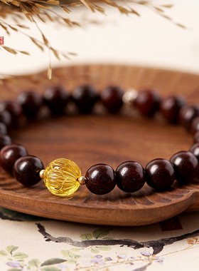 正宗印度小叶紫h檀佛珠手串女蜜蜡转运珠手链男本命年转运文玩饰