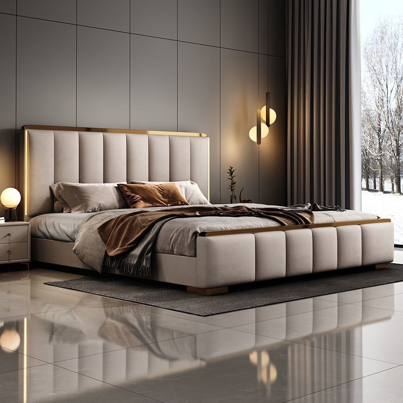 意式网红皮床双人1.8x2s米主卧现代大床1.5米超薄床头带灯储物婚