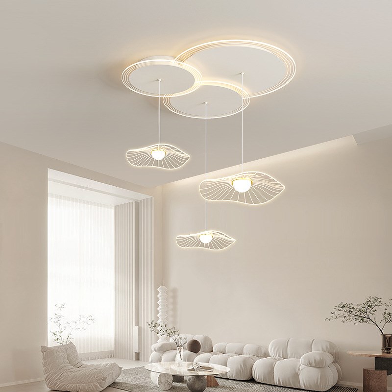 客厅吊灯现代简约家用荷花餐厅灯2023新款轻奢Q卧室灯可升降吧台