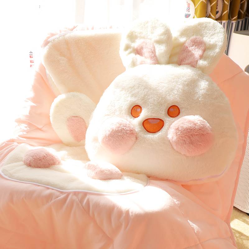 可爱兔抱枕被子两用二合一办公室午休空调毯可折叠四季Z汽车内靠