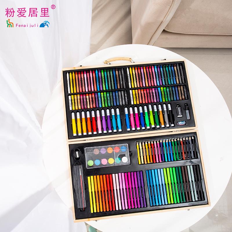 开学季水彩笔套装 180儿童绘画大礼包蜡笔彩铅油画棒美术学习用品