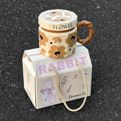 高级感马克杯带盖勺设计师咖啡杯子男女生小众陶瓷水杯情侣牛奶杯