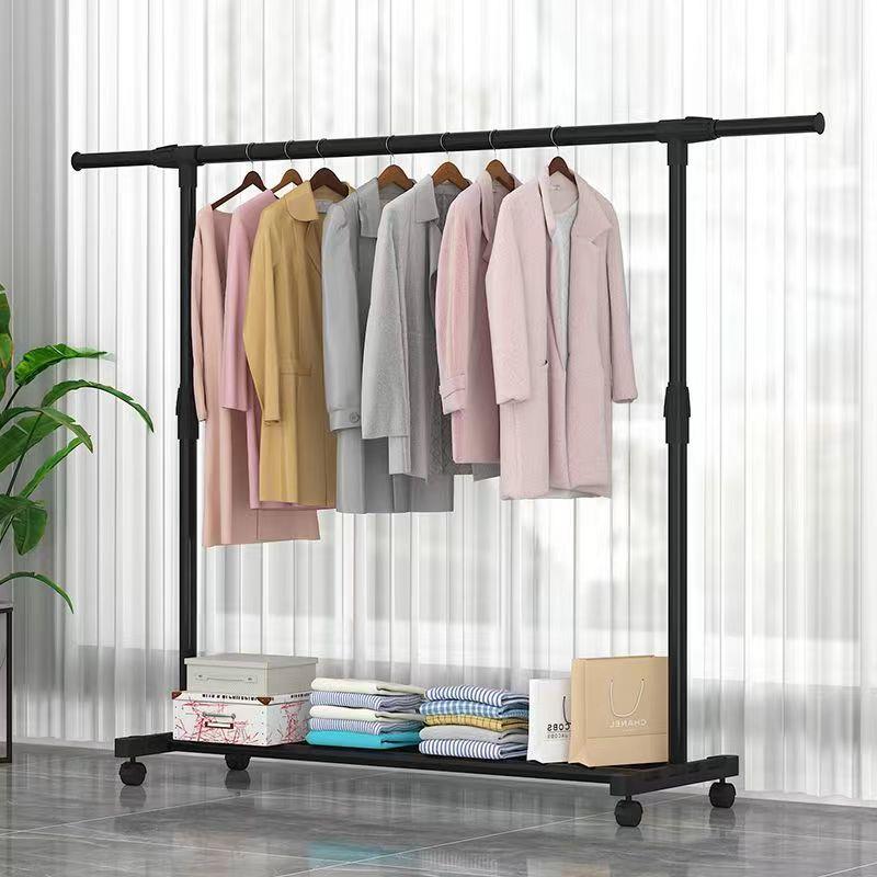 简易晾衣架落地式家用卧室单杆室内晾衣杆挂衣架阳台可晾被子衣架