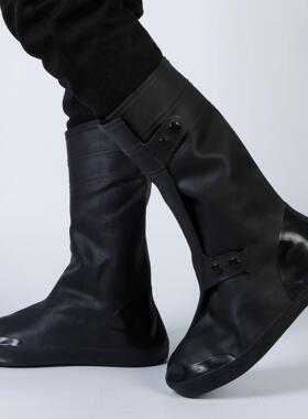 防雨鞋套男女防水雨天加厚防滑耐磨底成人雨鞋套黑色高筒防雪鞋套