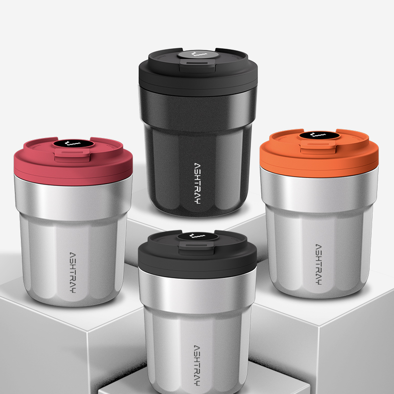 携路2025新款车载烟灰缸翻盖带灯创意大气防飞灰大容量网约车适用