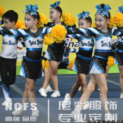儿童啦啦操演出服长袖新款女童拉拉队表演服健美操竞技赛比赛服