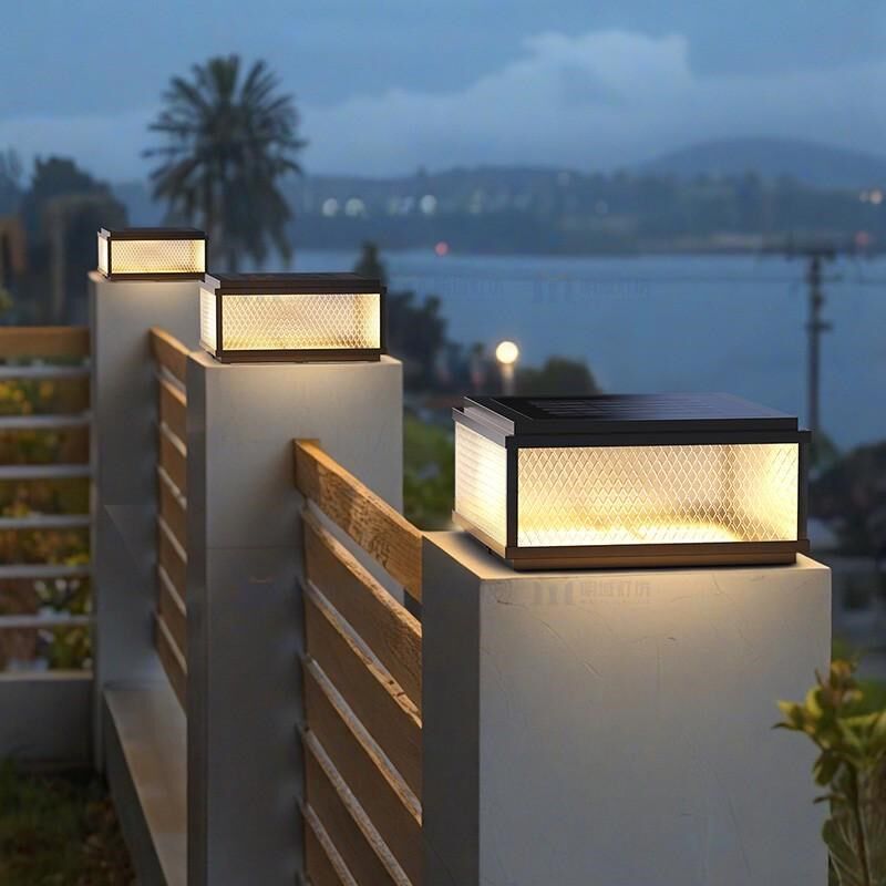 太阳能柱头灯防水k别墅庭院大门柱子灯花园围墙灯现代简约接电门
