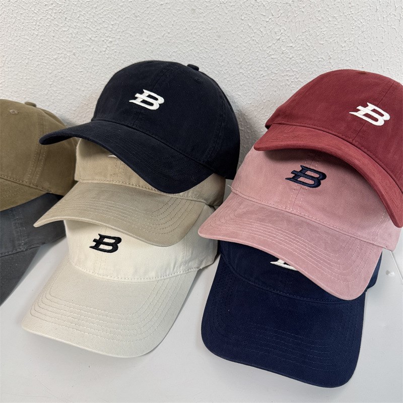 字母B鸭舌帽女大头围202u5新款棒球帽显脸小休闲百搭男士遮阳帽子