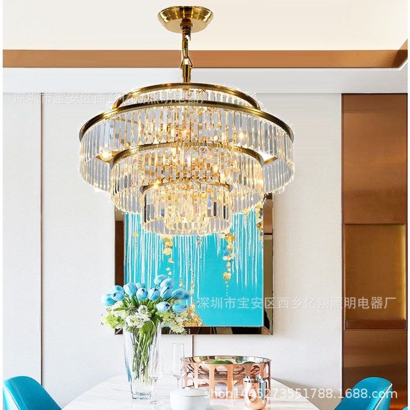 后现代卧室大气简k约灯具餐厅客厅轻奢水晶装饰创意圆形北欧吊灯