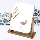 化妆镜台式 镜子简约木质梳妆镜便携宿舍镜高清美容 桌面可折叠欧式