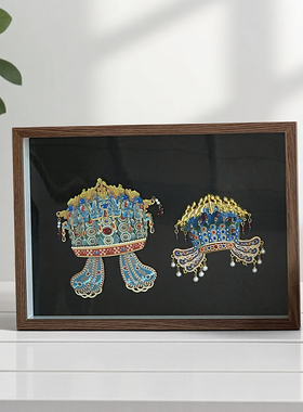 国博凤冠冰箱贴磁吸防尘展示板博物馆玻璃收纳相框收藏装裱摆台框