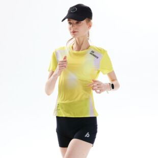 PBRUNNER城市精英黄蓝系列 男女情侣短袖马拉松/跑步运动速干超轻