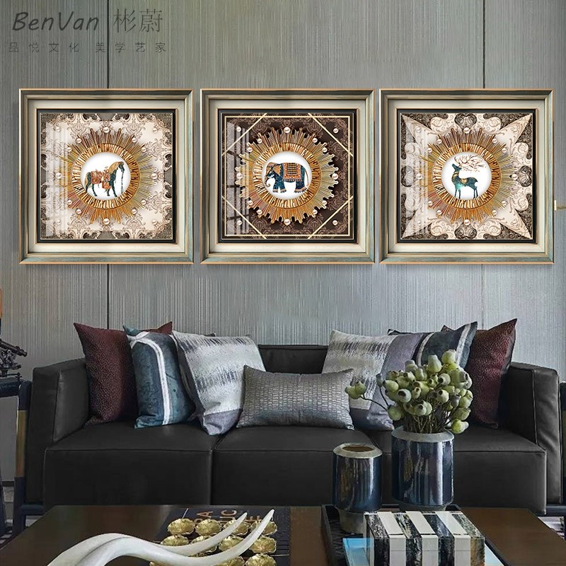 北欧装饰画现代简约发财卧室鹿客厅D玄关餐厅挂画壁画沙发背景定图片