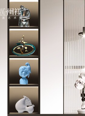 轻奢风电视柜高档客厅酒柜陶瓷摆饰书柜I玄关现代简约家居乔迁装