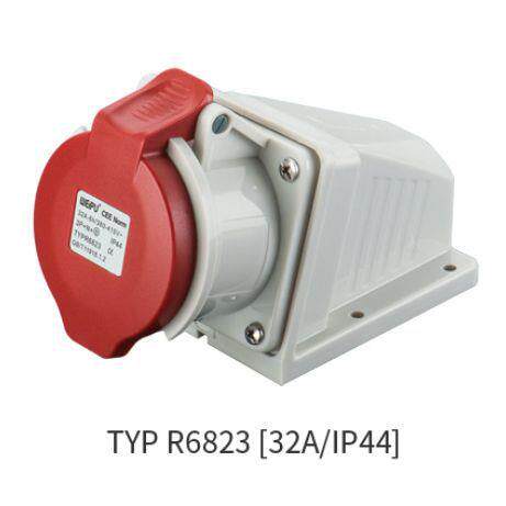 威浦 工业插头 WEIPU IP44防溅 新款TYP-R6823 32A/5芯 380V明装
