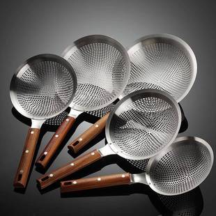 润盈201不锈钢短柄大号伯顺商用钢漏多规格30cm捞面漏勺酒店油炸