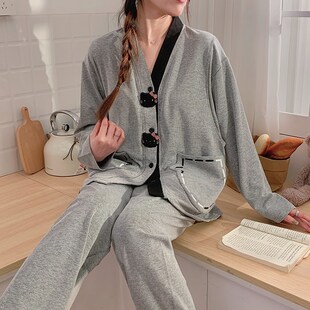 带胸垫月子服春夏待产哺乳孕妇睡衣孕期外穿大码产后喂奶出院薄款