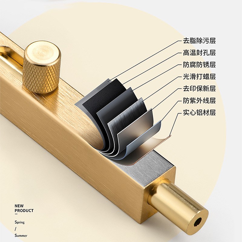 免打孔铝合金 插销家用明装 防盗门锁扣五金配件门栓门口厂家