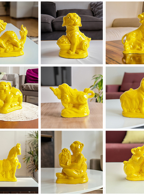 十二生肖陶瓷器家居摆件12生肖猪狗牛羊龙兔猴鸡马鼠虎开业送礼物