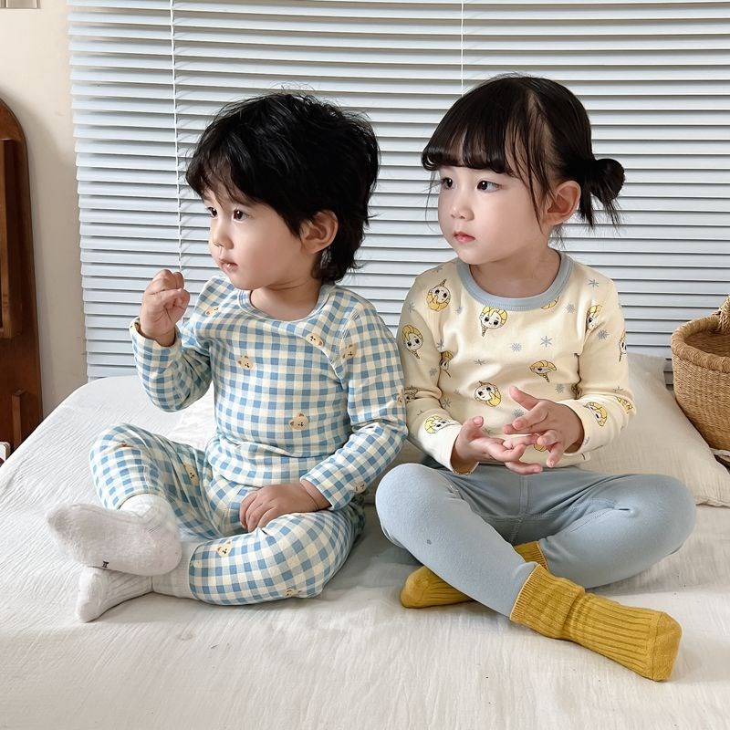 韩国儿童秋衣秋裤纯棉中小童睡衣保暖家居服秋冬宝宝打底内衣套装