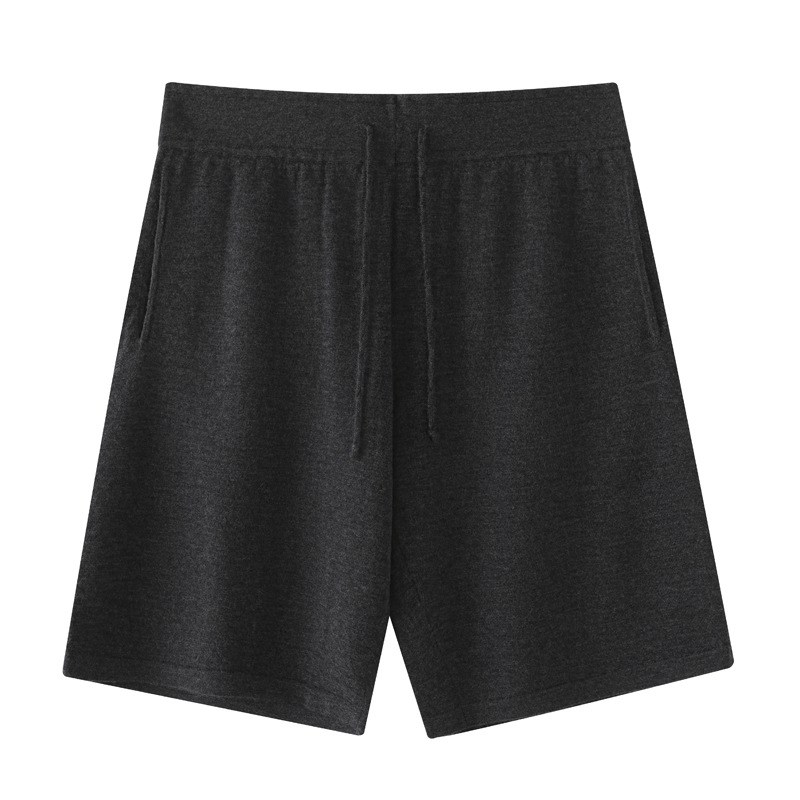 羊绒短裤男100%纯山羊绒秋冬新款精坊薄款系带居家穿针织休闲短裤