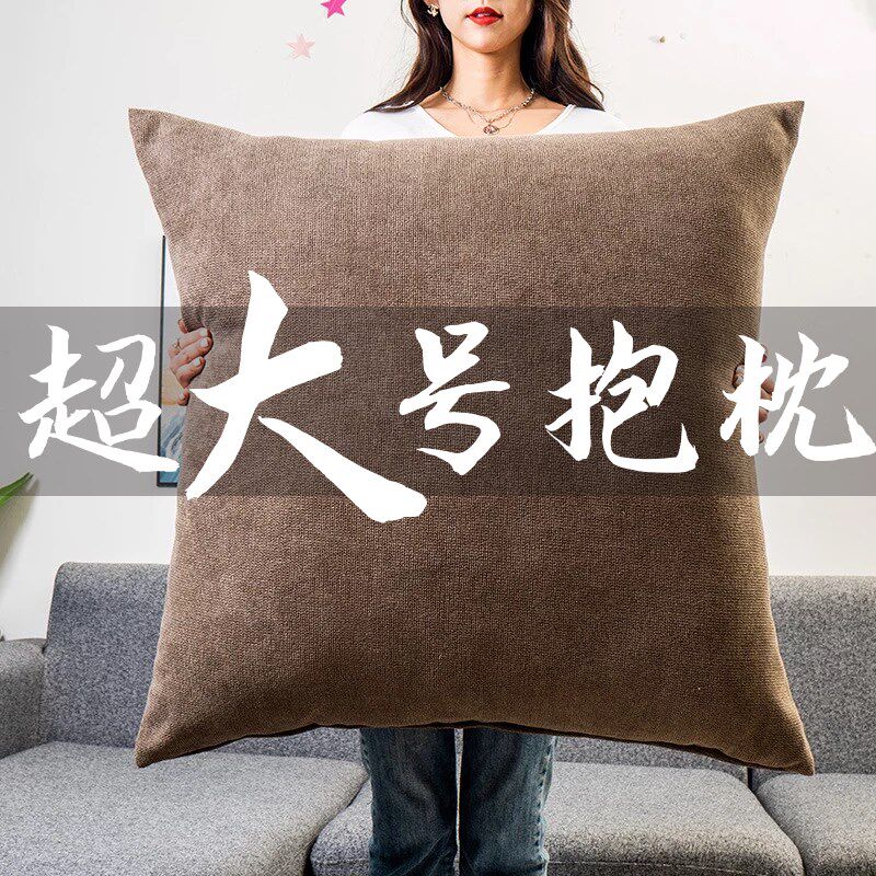 超大号抱枕套优质轻奢沙发靠枕靠垫纯色含芯80卧室腰枕床头靠背垫