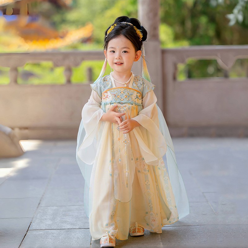 汉服女童2024春秋款儿童新中式国风连衣裙女宝宝古风超仙公主襦裙