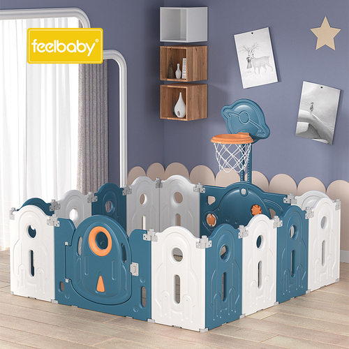 Feelbaby儿童游戏围栏宝宝爬行折叠婴儿地上学步安全栅栏篮球架