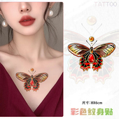 宝石蝴蝶 彩色纹身贴高颜值纯欲防水彩绘男女ins遮疤拍照贴纸 新款