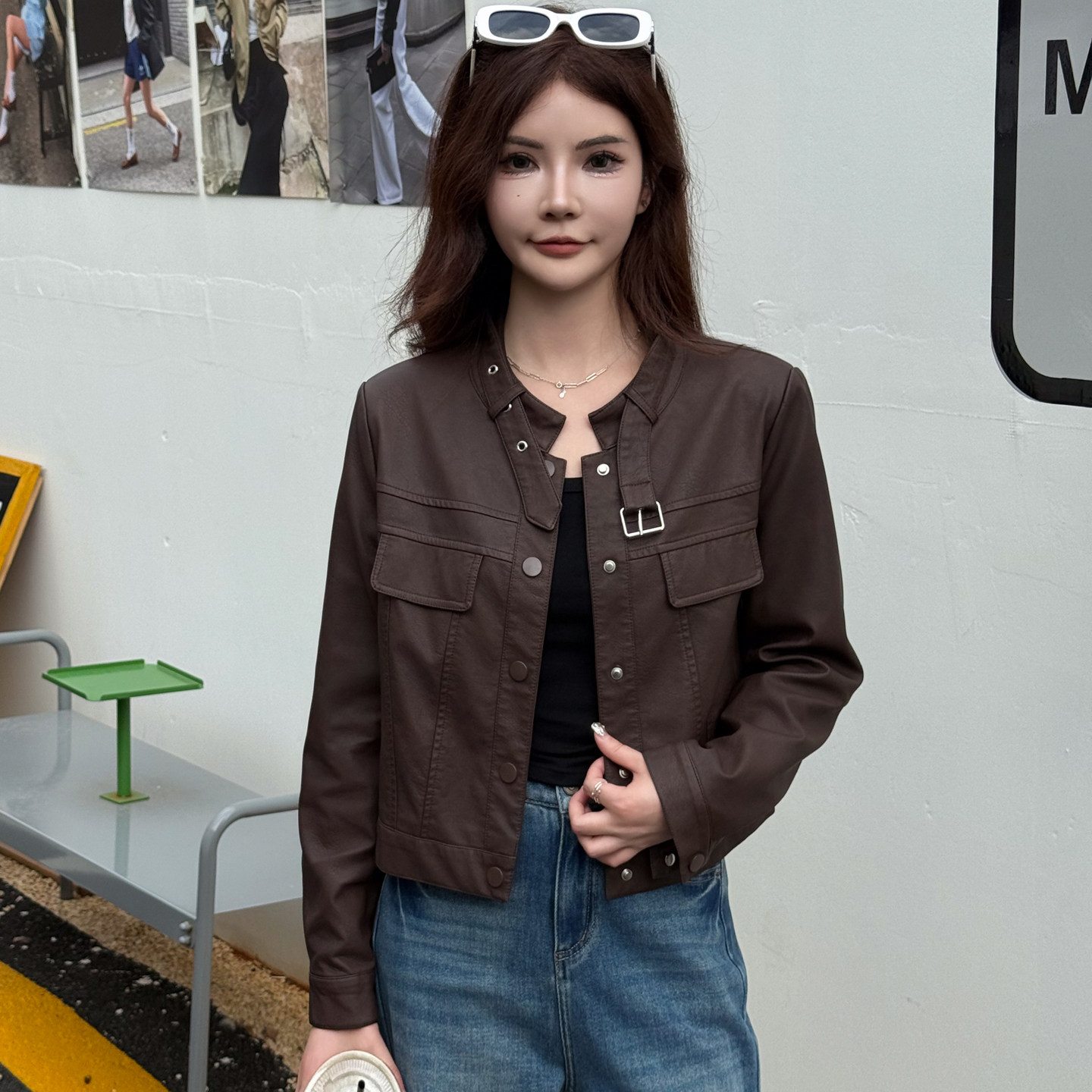 2025秋季款酷飒风皮夹克女短款今年流行爆款气质复古机车皮衣外套,女装/女士精品,皮衣,淘宝优惠券,粉丝福利购,淘宝优惠卷