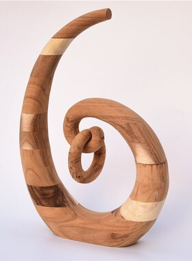 厂家销售手c工制作胡桃木装饰摆件家居玄关桌面6字造型装饰工艺品