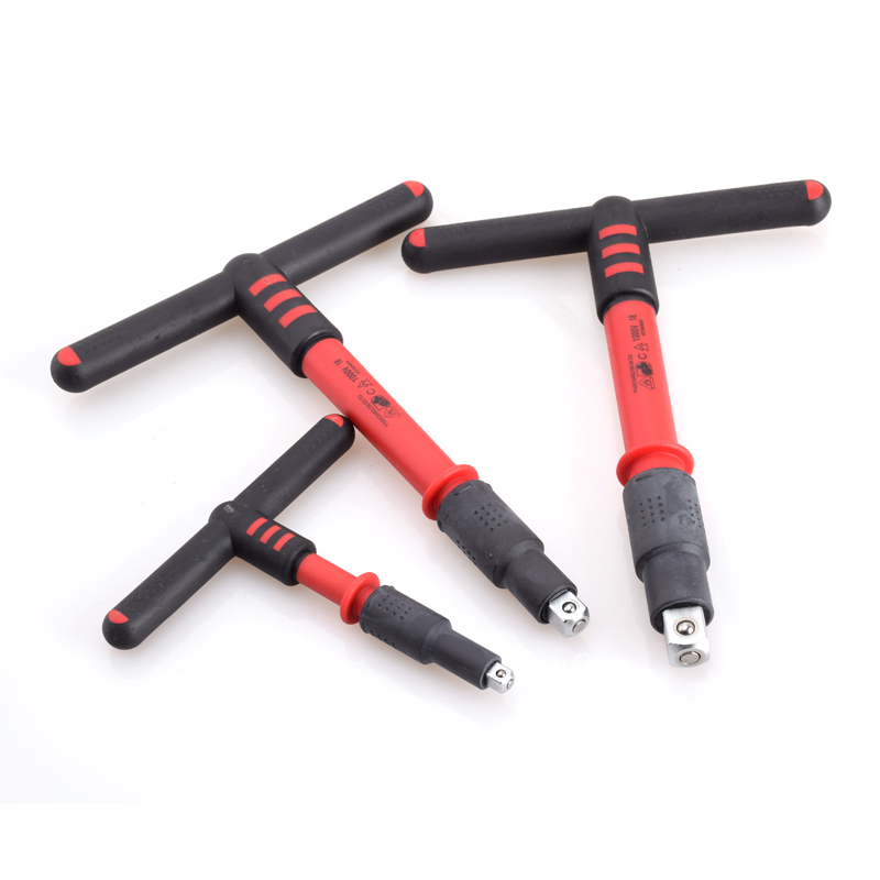 台湾进口1000V绝缘工具 pT型扳手 1/4 3/8 /1/2 VDE IEC60900认证