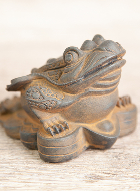 禅意茶道茶台客厅用品桌面蟾蜍金蟾茶宠可养招财茶具X茶桌茶宠摆