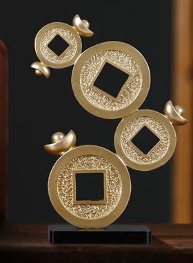 新中式财a源滚滚铜钱创意客厅装饰品摆件家居饰品书房办公室摆设