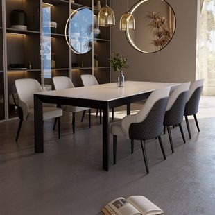 德利丰岩板餐桌大尺寸长方形别墅大户型家用写字台书桌拉米娜定制