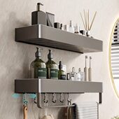 60宽12.5卫生间厨房墙上沥水收纳置物架免打孔壁挂 长30cm