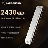 孔声24孔重音口琴初学演奏乐器NO.2430练习复音口琴