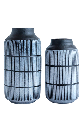 新款复古线f条创意玻璃花瓶 客厅书房复古台面家居装饰品花瓶