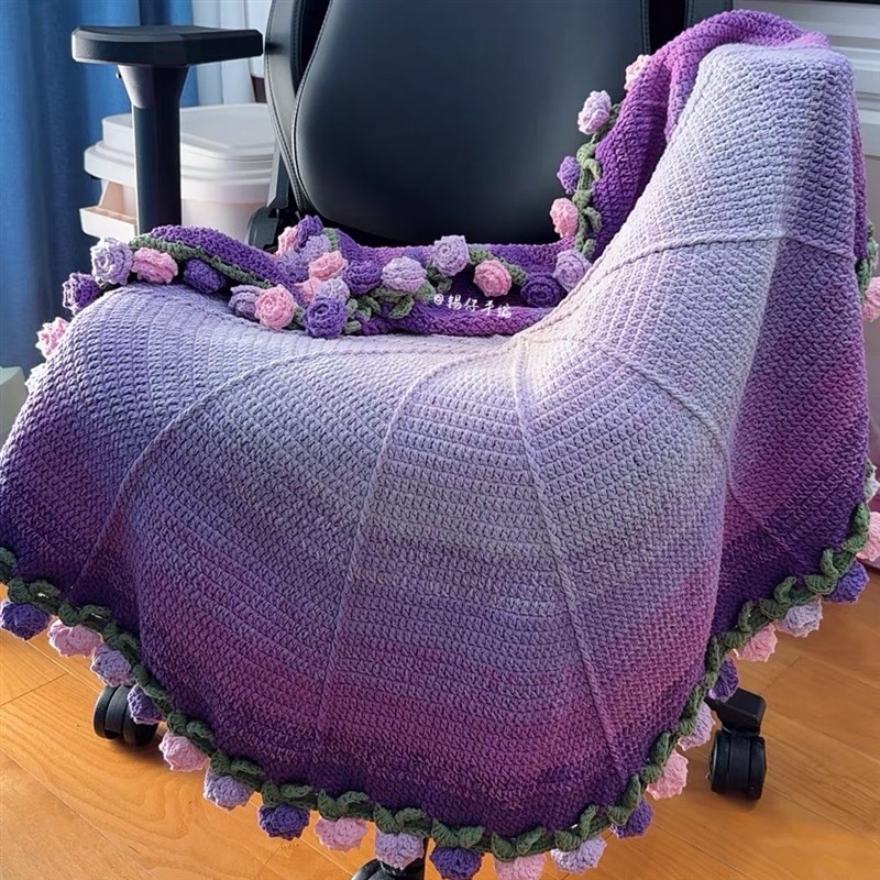 【成品现货】花束毯子s成品免手工毛线钩织玫瑰花送女友礼物