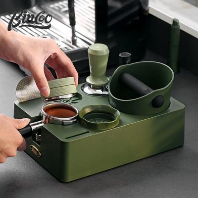 Bincoo多功能咖啡敲渣盒压粉底座布粉器51/58MM手柄支架压粉底座