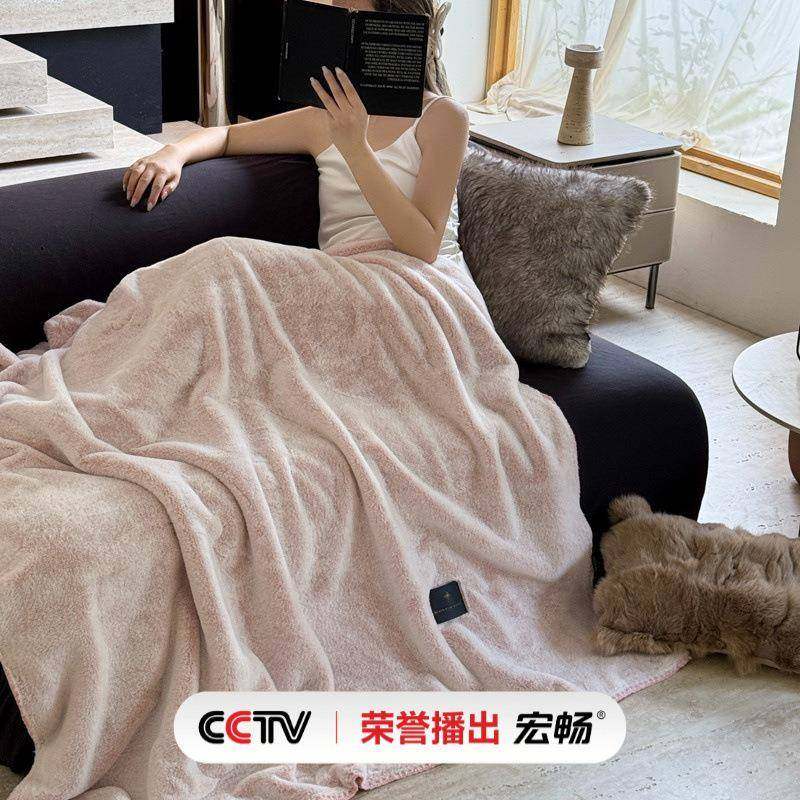 仿雪貂珊瑚绒加绒毯子法兰绒办公室午睡毛毯加厚冬季单人盖毯学生