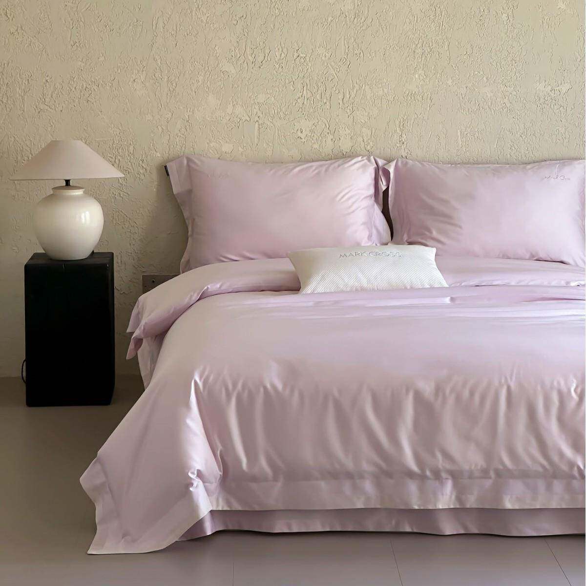 简约绣花撞色飞边100支超细旦天丝棉四件套亲肤丝滑裸睡床品套件4