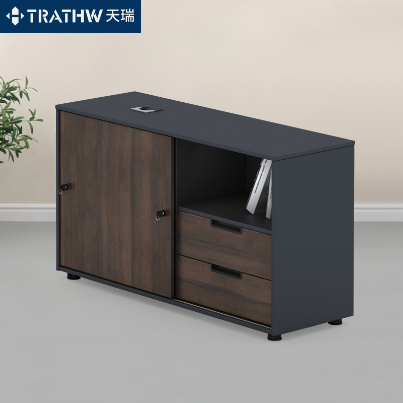 办公桌下文件柜木质桌边t柜三抽移动矮柜带锁收纳柜打印机储物柜