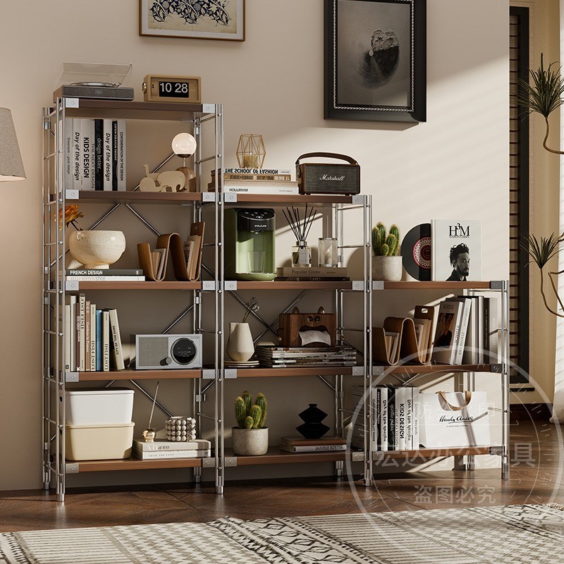 日式置物架落地光轴客厅多层收纳层B架子厨房微波炉置物架阳台展